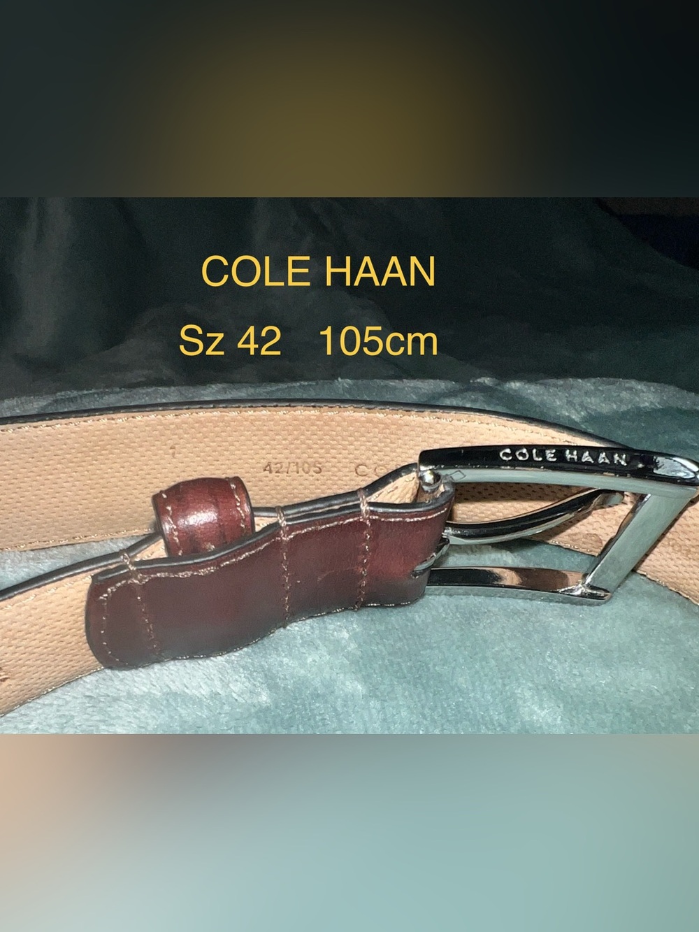 Cole Haan Brown Leather Belt with Silver-Tone Buckle